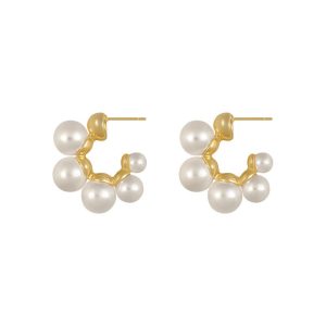 925 Sterling Silver Korean Dongdaemun Minimalist Fashion Pearl Stud Earrings for Women Hong Kong Style Vintage Elegance Ear Studs