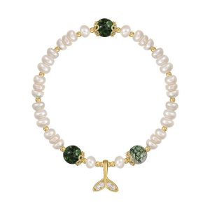 Baroque Freshwater Pearl Bracelet Korean-Style Fashion Fishtail Crystal Bracelet Unique Hand Jewelry