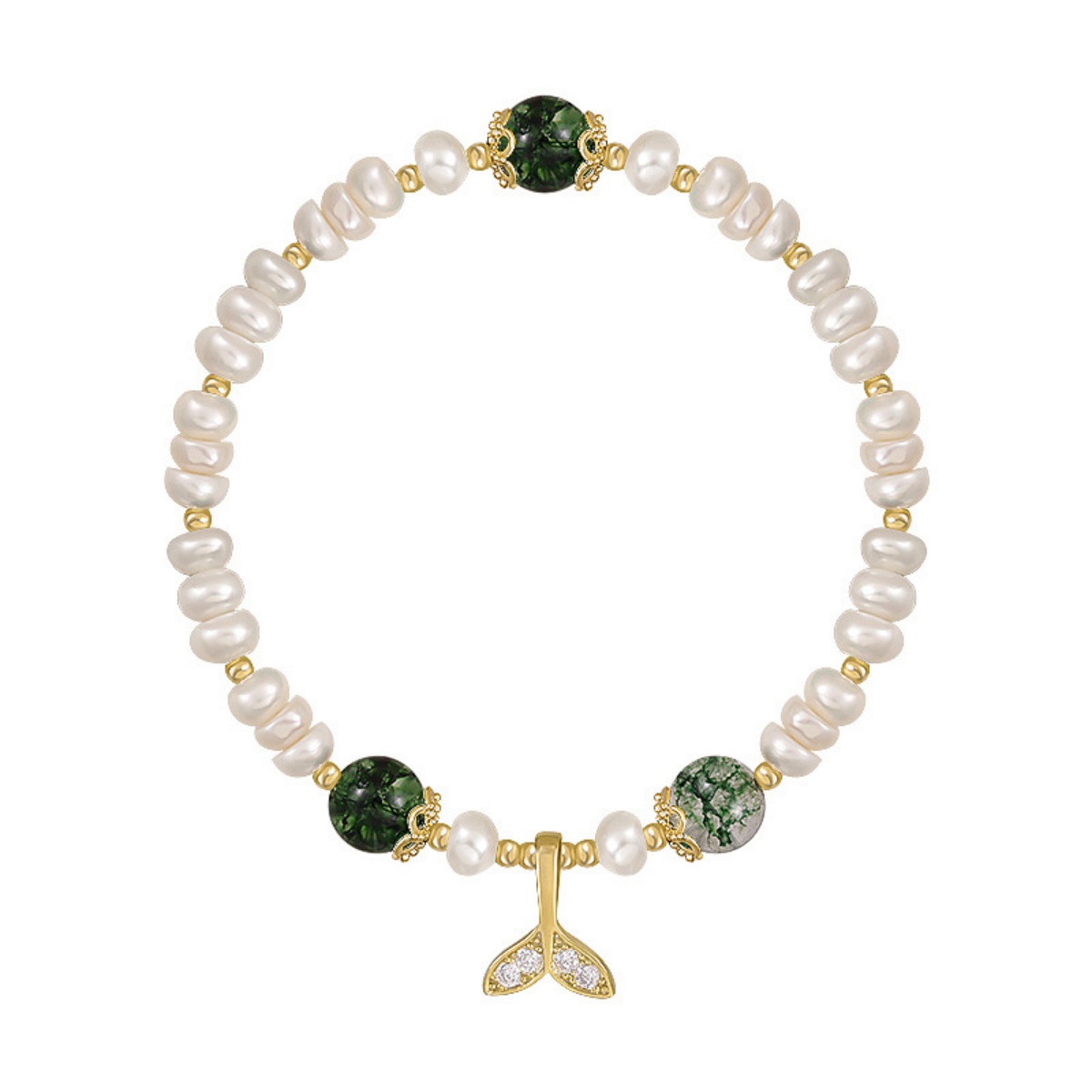 Baroque Freshwater Pearl Bracelet Korean-Style Fashion Fishtail Crystal Bracelet Unique Hand Jewelry