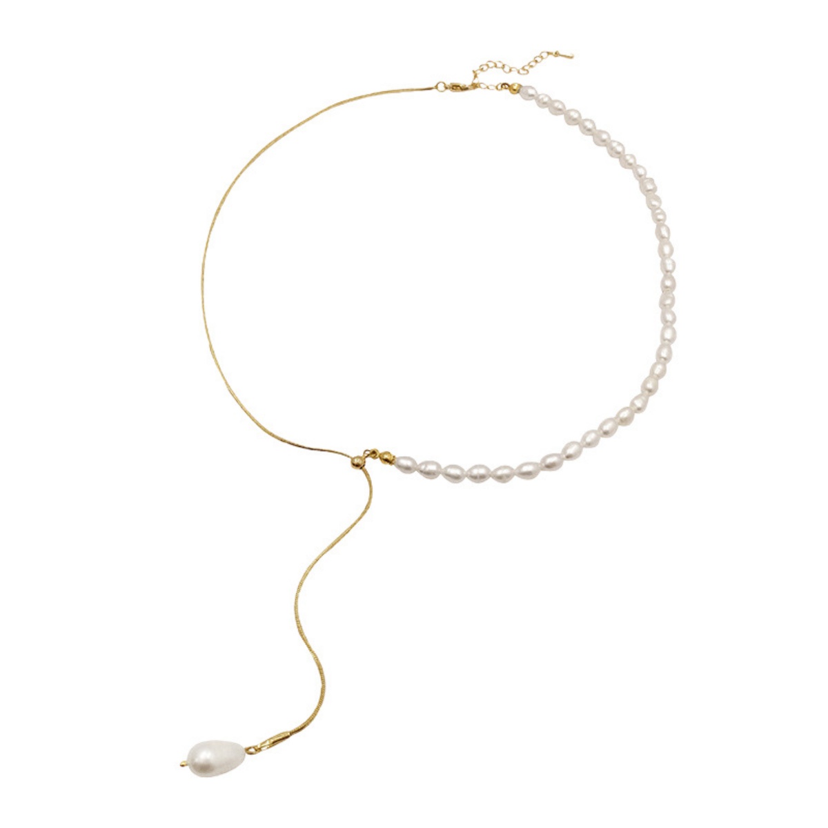 Pearl Adjustable Pull-Out Necklace Collarbone Chain Elegant Y-Shaped Necklace for Women
