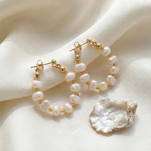 Baroque Freshwater Pearl Earrings Korean Style Fashion Elegance 925 Sterling Silver Stud Earrings
