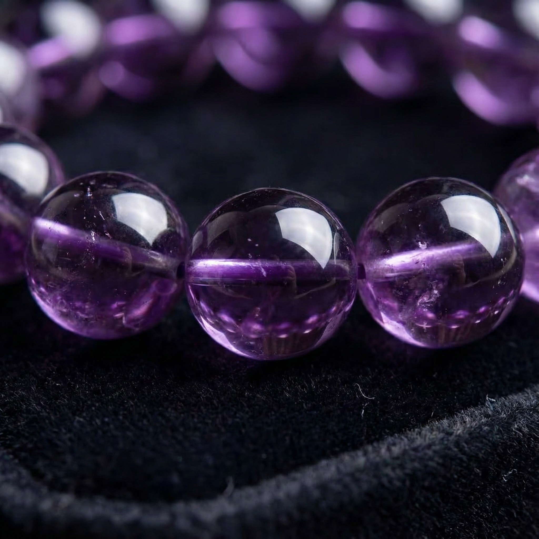 Natural Brazilian Amethyst Bracelet Purple Grape Bead Bracelet Bead Diameter: 10mm